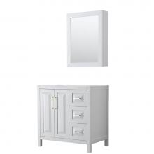 Wyndham Collection WCV252536SWGCXSXXMED - Daria 36 Inch Single Bathroom Vanity in White, No Countertop, No Sink, Medicine Cabinet, Brushed G