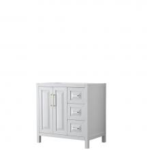 Wyndham Collection WCV252536SWGCXSXXMXX - Daria 36 Inch Single Bathroom Vanity in White, No Countertop, No Sink, Brushed Gold Trim