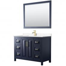 Wyndham Collection WCV252548SBLC2UNSM46 - Daria 48 Inch Single Bathroom Vanity in Dark Blue, Light-Vein Carrara Cultured Marble Countertop,