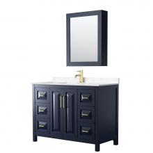 Wyndham Collection WCV252548SBLC2UNSMED - Daria 48 Inch Single Bathroom Vanity in Dark Blue, Light-Vein Carrara Cultured Marble Countertop,