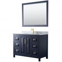 Wyndham Collection WCV252548SBLCMUNSM46 - Daria 48 Inch Single Bathroom Vanity in Dark Blue, White Carrara Marble Countertop, Undermount Squ