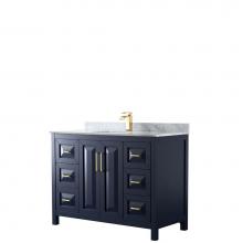 Wyndham Collection WCV252548SBLCMUNSMXX - Daria 48 Inch Single Bathroom Vanity in Dark Blue, White Carrara Marble Countertop, Undermount Squ