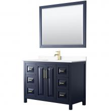 Wyndham Collection WCV252548SBLWCUNSM46 - Daria 48 Inch Single Bathroom Vanity in Dark Blue, White Cultured Marble Countertop, Undermount Sq