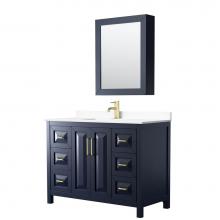 Wyndham Collection WCV252548SBLWCUNSMED - Daria 48 Inch Single Bathroom Vanity in Dark Blue, White Cultured Marble Countertop, Undermount Sq