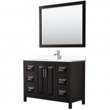 Wyndham Collection WCV252548SDEWCUNSM46 - Daria 48 Inch Single Bathroom Vanity in Dark Espresso, White Cultured Marble Countertop, Undermoun