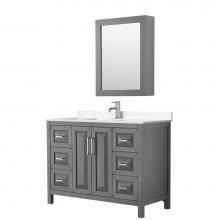 Wyndham Collection WCV252548SKGC2UNSMED - Daria 48 Inch Single Bathroom Vanity in Dark Gray, Light-Vein Carrara Cultured Marble Countertop,