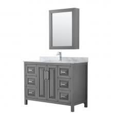 Wyndham Collection WCV252548SKGCMUNSMED - Daria 48 Inch Single Bathroom Vanity in Dark Gray, White Carrara Marble Countertop, Undermount Squ