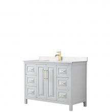 Wyndham Collection WCV252548SWGC2UNSMXX - Daria 48 Inch Single Bathroom Vanity in White, Light-Vein Carrara Cultured Marble Countertop, Unde