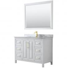 Wyndham Collection WCV252548SWGCMUNSM46 - Daria 48 Inch Single Bathroom Vanity in White, White Carrara Marble Countertop, Undermount Square