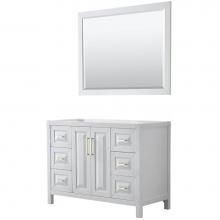 Wyndham Collection WCV252548SWGCXSXXM46 - Daria 48 Inch Single Bathroom Vanity in White, No Countertop, No Sink, 46 Inch Mirror, Brushed Gol