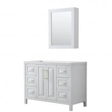 Wyndham Collection WCV252548SWGCXSXXMED - Daria 48 Inch Single Bathroom Vanity in White, No Countertop, No Sink, Medicine Cabinet, Brushed G