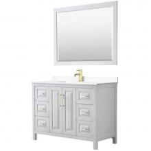 Wyndham Collection WCV252548SWGWCUNSM46 - Daria 48 Inch Single Bathroom Vanity in White, White Cultured Marble Countertop, Undermount Square