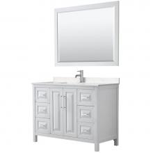 Wyndham Collection WCV252548SWHC2UNSM46 - Daria 48 Inch Single Bathroom Vanity in White, Light-Vein Carrara Cultured Marble Countertop, Unde