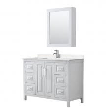 Wyndham Collection WCV252548SWHC2UNSMED - Daria 48 Inch Single Bathroom Vanity in White, Light-Vein Carrara Cultured Marble Countertop, Unde