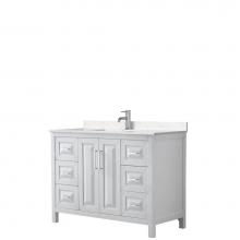 Wyndham Collection WCV252548SWHC2UNSMXX - Daria 48 Inch Single Bathroom Vanity in White, Light-Vein Carrara Cultured Marble Countertop, Unde