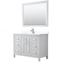 Wyndham Collection WCV252548SWHWCUNSM46 - Daria 48 Inch Single Bathroom Vanity in White, White Cultured Marble Countertop, Undermount Square