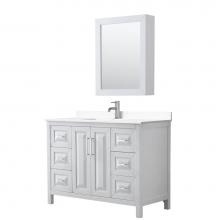 Wyndham Collection WCV252548SWHWCUNSMED - Daria 48 Inch Single Bathroom Vanity in White, White Cultured Marble Countertop, Undermount Square