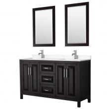 Wyndham Collection WCV252560DDEC2UNSM24 - Daria 60 Inch Double Bathroom Vanity in Dark Espresso, Light-Vein Carrara Cultured Marble Countert