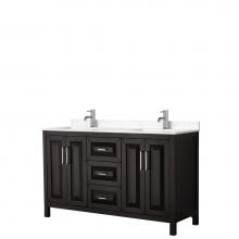 Wyndham Collection WCV252560DDEC2UNSMXX - Daria 60 Inch Double Bathroom Vanity in Dark Espresso, Light-Vein Carrara Cultured Marble Countert