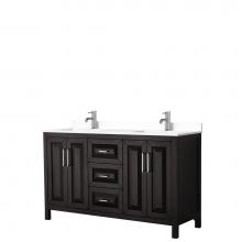 Wyndham Collection WCV252560DDEWCUNSMXX - Daria 60 Inch Double Bathroom Vanity in Dark Espresso, White Cultured Marble Countertop, Undermoun