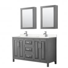 Wyndham Collection WCV252560DKGC2UNSMED - Daria 60 Inch Double Bathroom Vanity in Dark Gray, Light-Vein Carrara Cultured Marble Countertop,