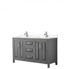 Wyndham Collection WCV252560DKGC2UNSMXX - Daria 60 Inch Double Bathroom Vanity in Dark Gray, Light-Vein Carrara Cultured Marble Countertop,