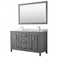 Wyndham Collection WCV252560DKGCMUNSM58 - Daria 60 Inch Double Bathroom Vanity in Dark Gray, White Carrara Marble Countertop, Undermount Squ