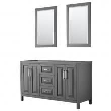 Wyndham Collection WCV252560DKGCXSXXM24 - Daria 60 Inch Double Bathroom Vanity in Dark Gray, No Countertop, No Sink, and 24 Inch Mirrors