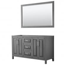 Wyndham Collection WCV252560DKGCXSXXM58 - Daria 60 Inch Double Bathroom Vanity in Dark Gray, No Countertop, No Sink, and 58 Inch Mirror