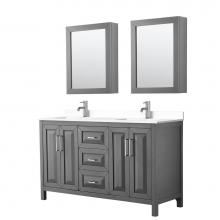 Wyndham Collection WCV252560DKGWCUNSMED - Daria 60 Inch Double Bathroom Vanity in Dark Gray, White Cultured Marble Countertop, Undermount Sq