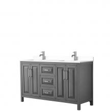 Wyndham Collection WCV252560DKGWCUNSMXX - Daria 60 Inch Double Bathroom Vanity in Dark Gray, White Cultured Marble Countertop, Undermount Sq