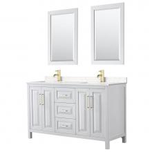 Wyndham Collection WCV252560DWGC2UNSM24 - Daria 60'' Double Bathroom Vanity in White, Light-Vein Carrara Cultured Marble Counterto