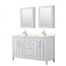 Wyndham Collection WCV252560DWGC2UNSMED - Daria 60'' Double Bathroom Vanity in White, Light-Vein Carrara Cultured Marble Counterto