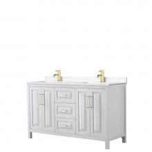 Wyndham Collection WCV252560DWGC2UNSMXX - Daria 60 Inch Double Bathroom Vanity in White, Light-Vein Carrara Cultured Marble Countertop, Unde