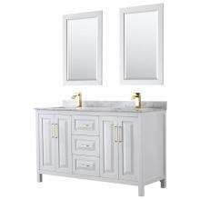 Wyndham Collection WCV252560DWGCMUNSM24 - Daria 60 Inch Double Bathroom Vanity in White, White Carrara Marble Countertop, Undermount Square