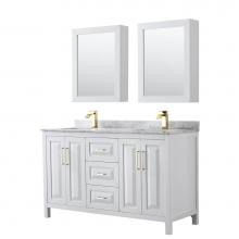 Wyndham Collection WCV252560DWGCMUNSMED - Daria 60 Inch Double Bathroom Vanity in White, White Carrara Marble Countertop, Undermount Square