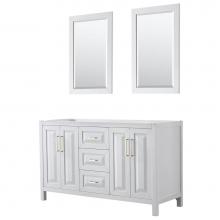 Wyndham Collection WCV252560DWGCXSXXM24 - Daria 60 Inch Double Bathroom Vanity in White, No Countertop, No Sink, 24 Inch Mirrors, Brushed Go