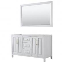 Wyndham Collection WCV252560DWGCXSXXM58 - Daria 60 Inch Double Bathroom Vanity in White, No Countertop, No Sink, 58 Inch Mirror, Brushed Gol