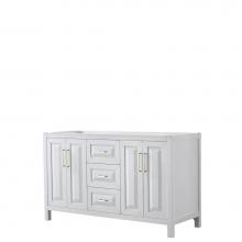 Wyndham Collection WCV252560DWGCXSXXMXX - Daria 60 Inch Double Bathroom Vanity in White, No Countertop, No Sink, Brushed Gold Trim