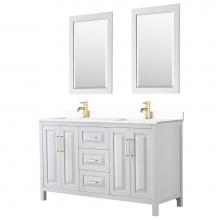 Wyndham Collection WCV252560DWGWCUNSM24 - Daria 60 Inch Double Bathroom Vanity in White, White Cultured Marble Countertop, Undermount Square