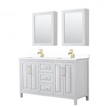 Wyndham Collection WCV252560DWGWCUNSMED - Daria 60 Inch Double Bathroom Vanity in White, White Cultured Marble Countertop, Undermount Square