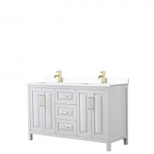 Wyndham Collection WCV252560DWGWCUNSMXX - Daria 60 Inch Double Bathroom Vanity in White, White Cultured Marble Countertop, Undermount Square