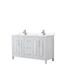 Wyndham Collection WCV252560DWHC2UNSMXX - Daria 60 Inch Double Bathroom Vanity in White, Light-Vein Carrara Cultured Marble Countertop, Unde