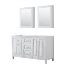 Wyndham Collection WCV252560DWHCXSXXMED - Daria 60 Inch Double Bathroom Vanity in White, No Countertop, No Sink, and Medicine Cabinets