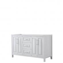 Wyndham Collection WCV252560DWHCXSXXMXX - Daria 60 Inch Double Bathroom Vanity in White, No Countertop, No Sink, and No Mirror