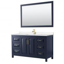 Wyndham Collection WCV252560SBLC2UNSM58 - Daria 60 Inch Single Bathroom Vanity in Dark Blue, Light-Vein Carrara Cultured Marble Countertop,