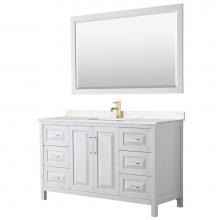 Wyndham Collection WCV252560SWGC2UNSM58 - Daria 60'' Single Bathroom Vanity in White, Light-Vein Carrara Cultured Marble Counterto