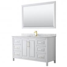 Wyndham Collection WCV252560SWGCMUNSM58 - Daria 60 Inch Single Bathroom Vanity in White, White Carrara Marble Countertop, Undermount Square