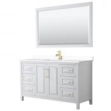 Wyndham Collection WCV252560SWGWCUNSM58 - Daria 60 Inch Single Bathroom Vanity in White, White Cultured Marble Countertop, Undermount Square