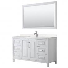 Wyndham Collection WCV252560SWHC2UNSM58 - Daria 60 Inch Single Bathroom Vanity in White, Light-Vein Carrara Cultured Marble Countertop, Unde